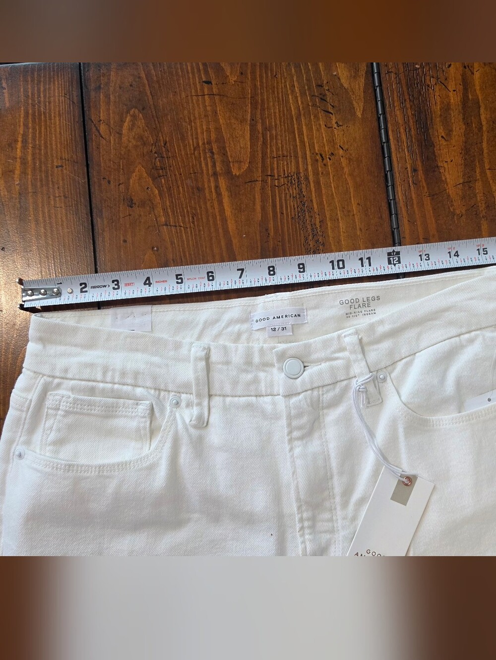 Good American White Flare Denim Jeans Women's Size 12/31 × 33 1/2" Inseam NWT - Picture 9 of 10